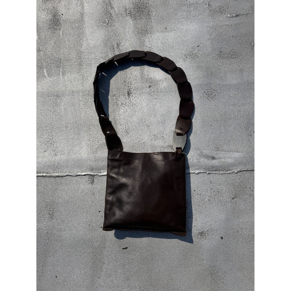 Gucci Tom Ford SS1997 Runway Brown Leather Chain Strap Shoulder Bag Vintage